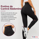 Calza Acanalada Cotelé Polar Con Chiporro Térmica Mujer Elásticada Negra