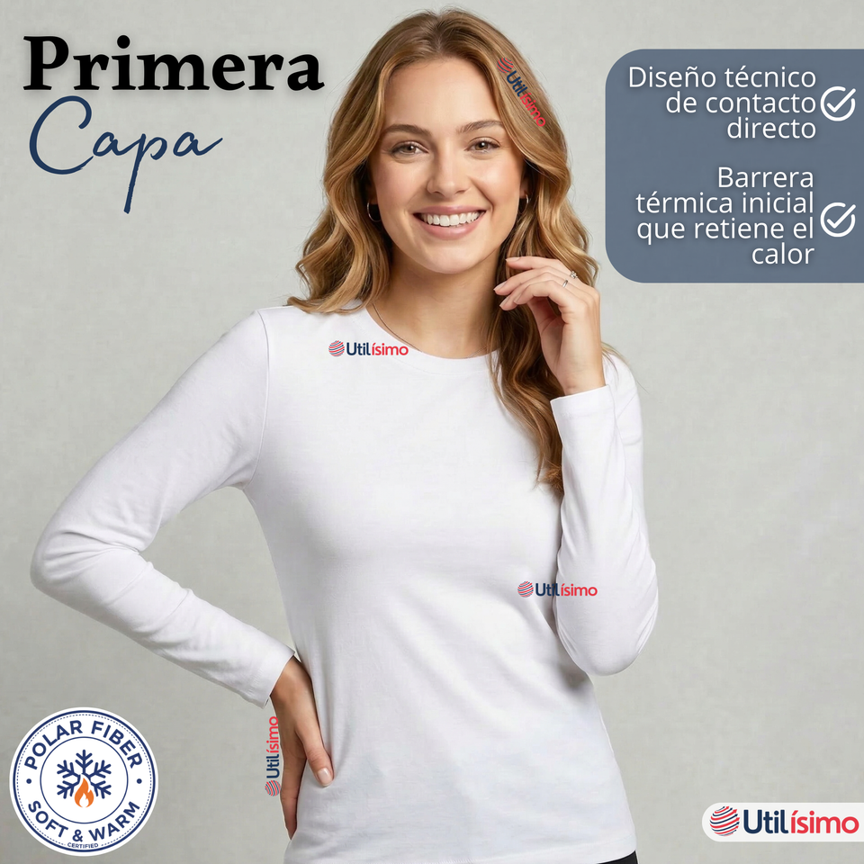 Pack 3 Camisetas Poleras Polar Primera Capa Manga Larga Colores Surtidos Mujer