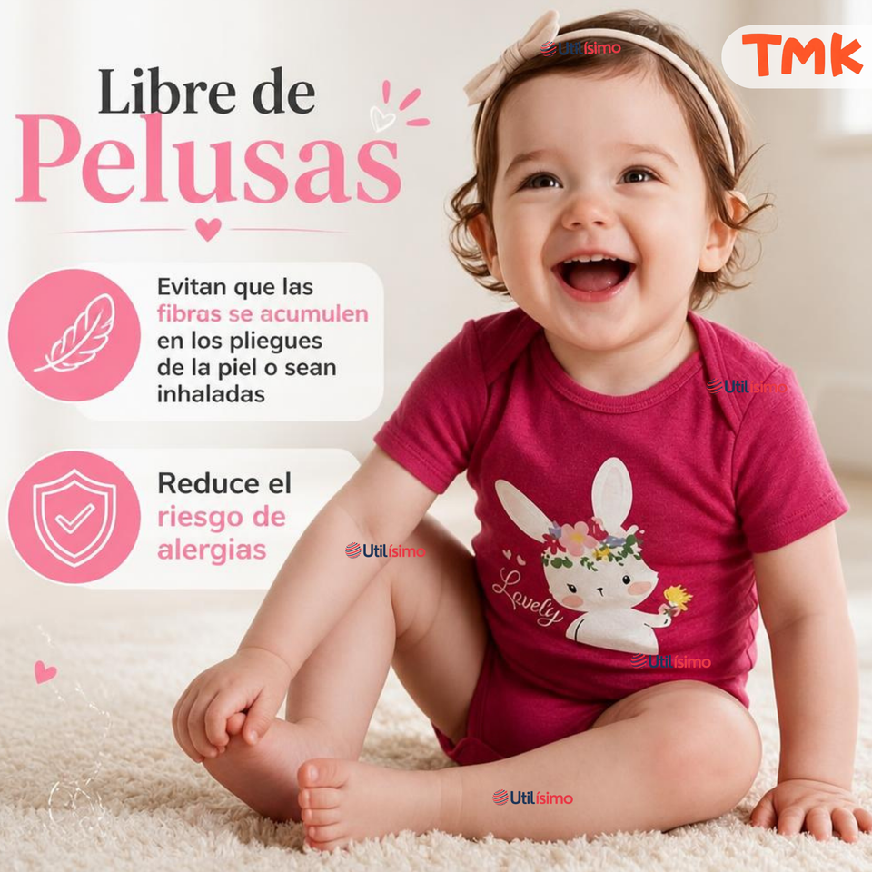 Pack 5 Bodys Manga Corta %100 Algodón Tedmimak Niña Bunny Blossom