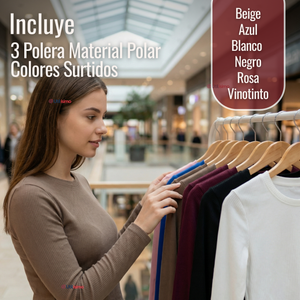 Pack 3 Camiseta Polar Manga Larga Polera Tela Acanalada Colores Surtidos