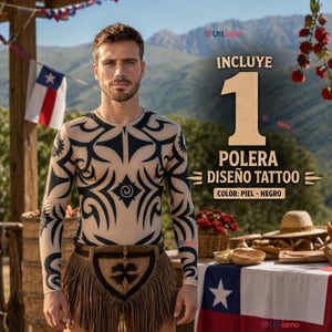 Polera Tatuaje Falso Hombre Efecto Piel  Rapa Nui Baile Pascuense