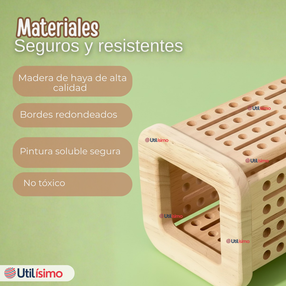 Juego de Mesa Funcional 49 Piezas Montessori Juguete Niño Niña Madera Original