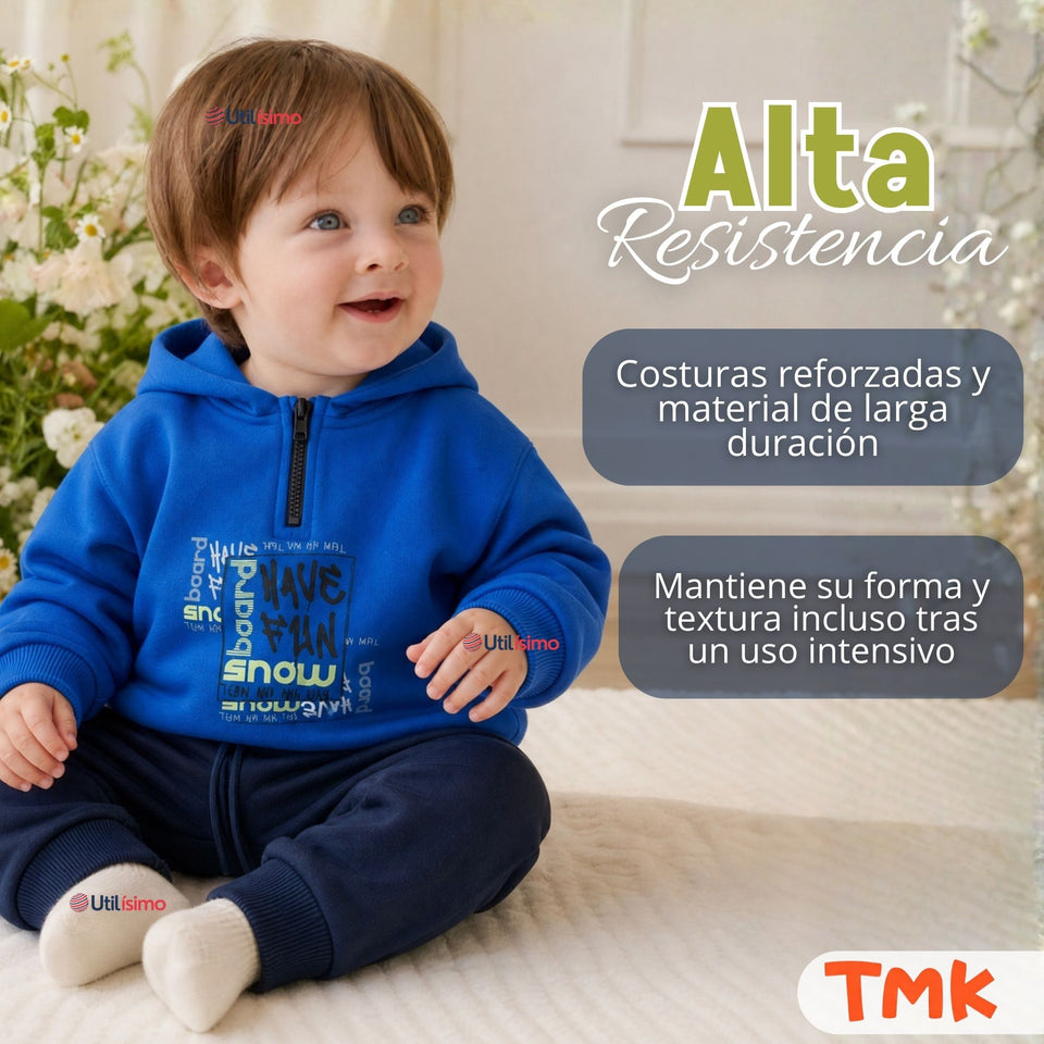 Conjunto Buzo Polerón 2 Piezas Bebé Niño Tedmimak Fun Blue