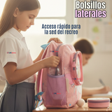 Mochila Escolar Con Estuche 33cm Poliéster Impermeable Unicornio Niña