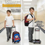 Mochila Escolar Con Ruedas + Estuche + Lonchera Poliéster Oso Niño