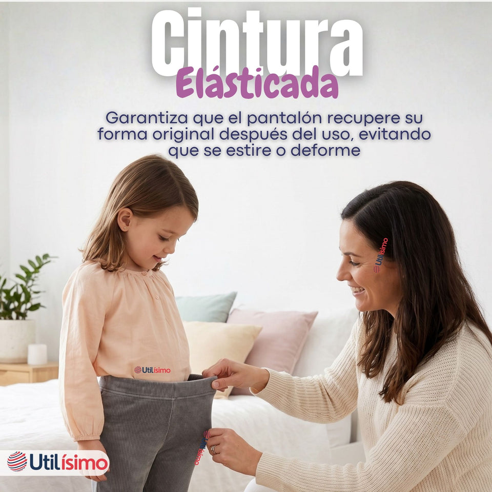 Calza Palazzo Niña Polar Con Chiporro Elasticada Térmica Gris Melange