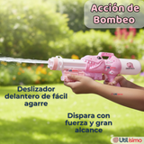 Pack 2 Pistolas Lanza Agua Dinosaurio Color Rosado Juguete 40cm Niña
