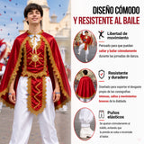 Traje Tirana Diablada Rojo 5 Piezas Juvenil Baile Típico Fiestas Patrias