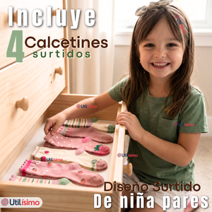 Pack 4 Pares De Calcetines Algodón Invierno Diseño Fritilla Surtido Niña 9-12