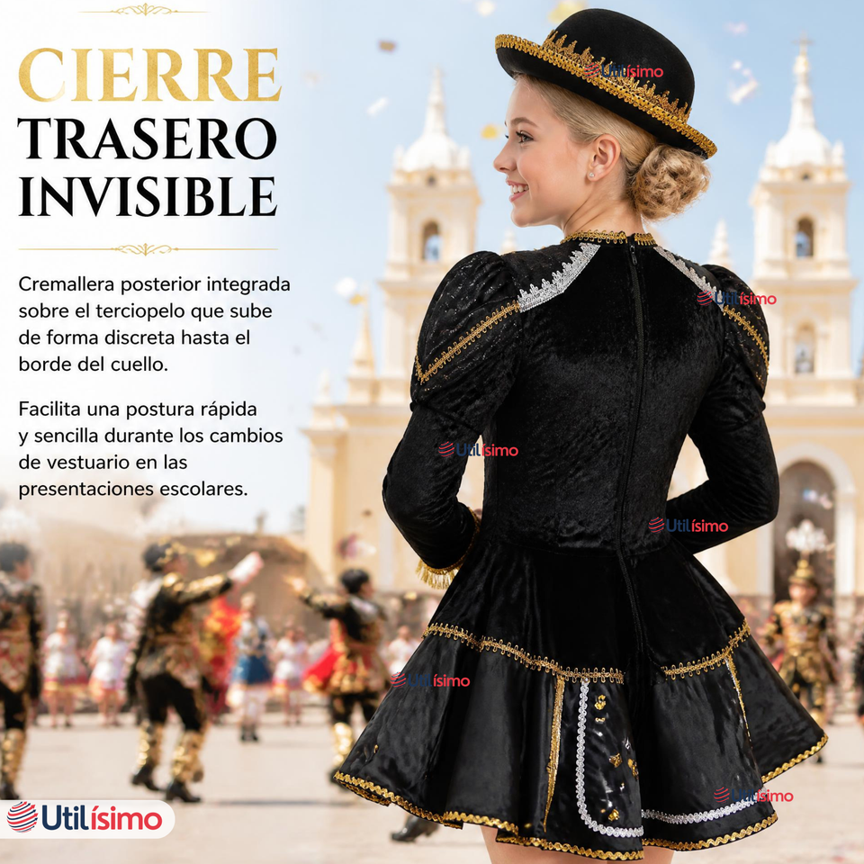 Traje Caporal Típico Completo Con Sombrero Negro Juvenil Fiestas Patrias