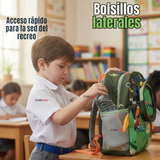 Mochila Escolar Con Estuche 33cm Poliéster Impermeable Dinosaurio Niño