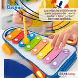 Xilófono Cohete Piano Carrito de Arrastre Juguete Educativo Bebé Niño Niña