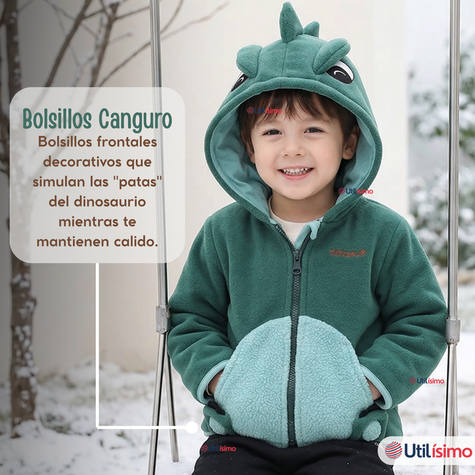 Polerón Polar Con Capucha Invierno Bebé Niño Dinosaur
