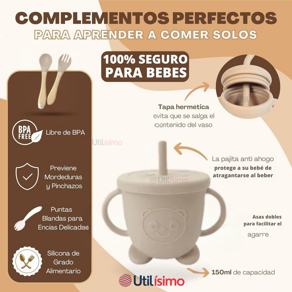 Set De Alimentación Bebé Silicona 6 Piezas Libre BPA Colores Surtidos