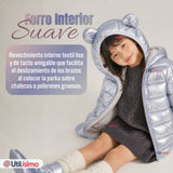 Parka Bebé Niña Gris Metálica Térmica Acolchada Con Orejitas Gray Shiny
