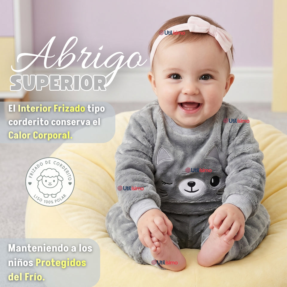 Conjunto Buzo Polerón Frizado Niños Bebes Corderito Liso 2 Piezas