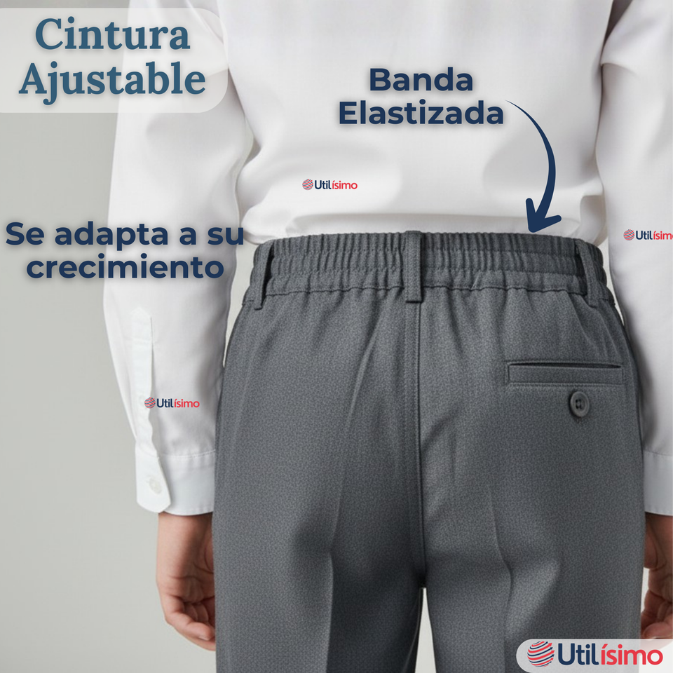 Pack 3 Pantalón Escolar Colegio Clásico Niño Gris