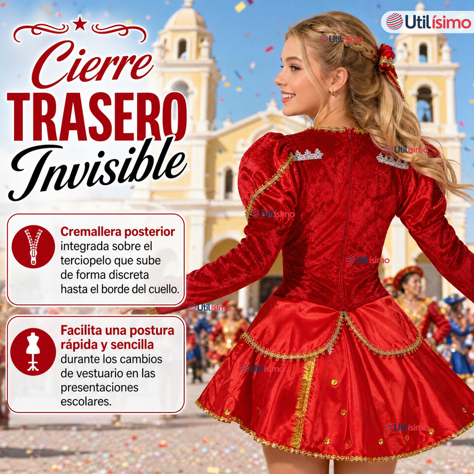 Traje Caporal Típico Tradicional Rojo 2 Piezas Juvenil Fiestas Patrias