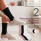 Pack 2 Pares Calcetines Diabéticos Mujer Algodón Suave Colores Surtidos Protección