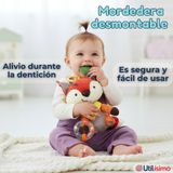 Juguete Peluche Animales Sensorial Con Mordedor Y Sonajero Diseño Zorrito Niña y Niño
