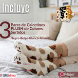 Pack 3 Pares Calcetines PLUSH Gatito Surtido Mujer Invierno Térmico