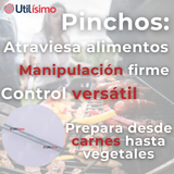 Pack 12 Pinchos De 30cm Para Anticuchos Brochetas Asados Mango De Madera