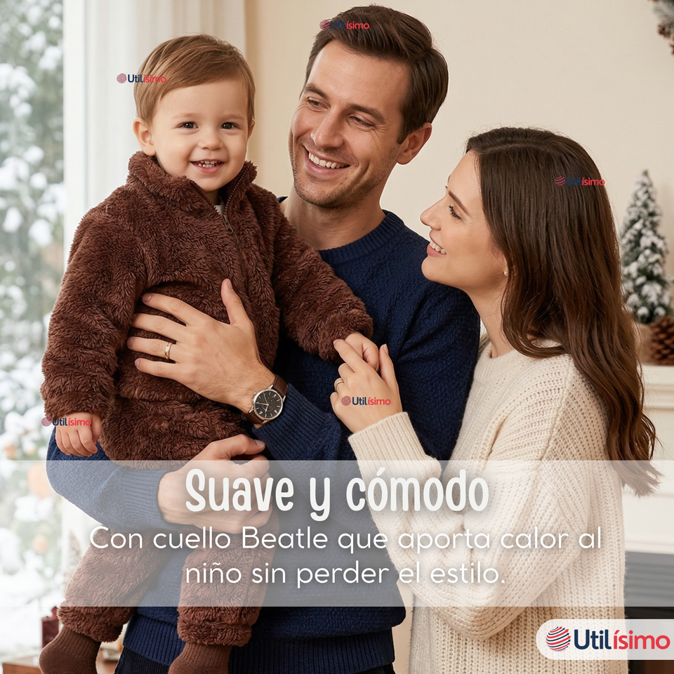 Conjunto 2 Piezas Buzo Polerón Pantalón Bebe Niño Poliéster Brown