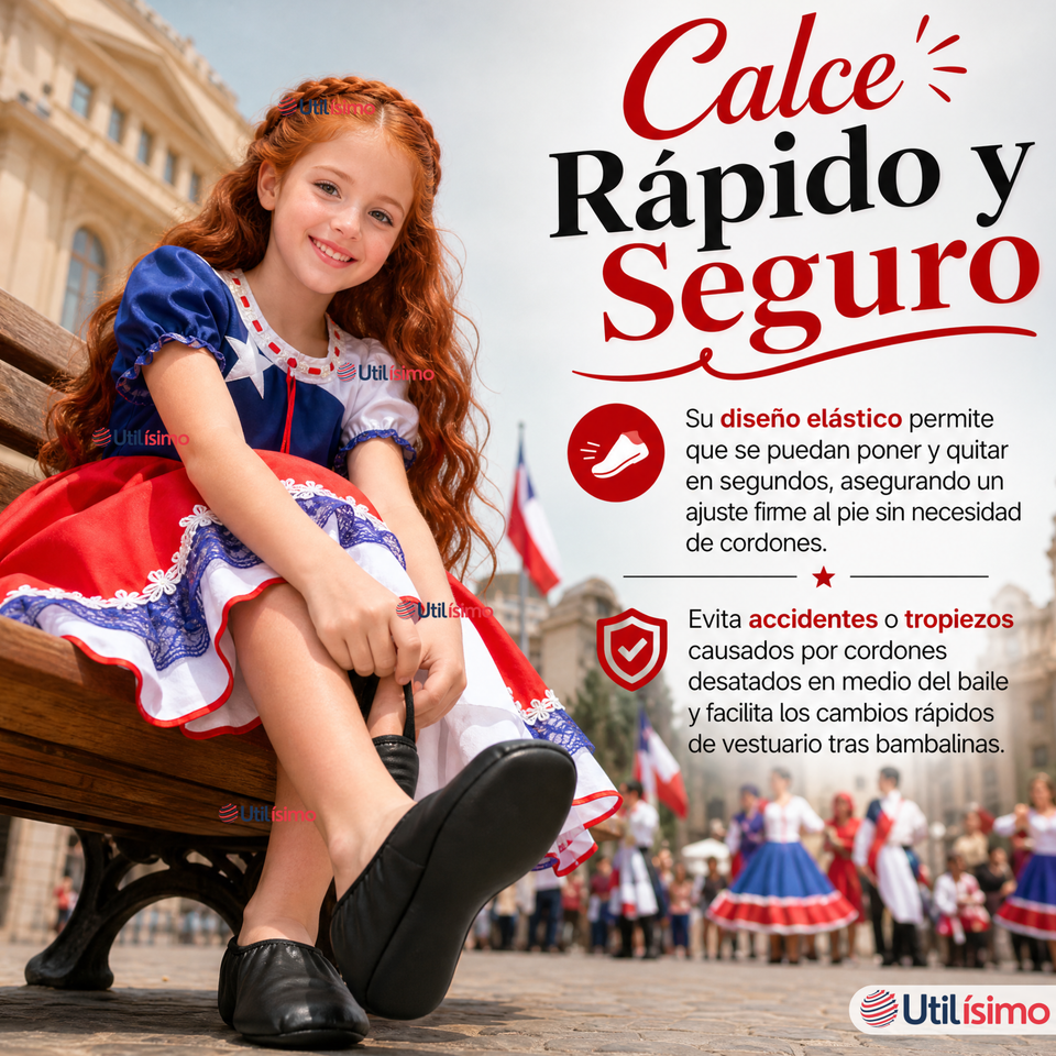 Zapatillas Chicle Negras Niña Bailes Danza Fiestas Patrias Talla 30-35