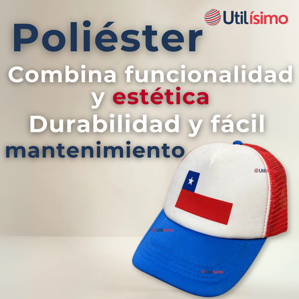 Gorro Jockey Talla Única Ajustable Malla Poliéster Estampado Chileno