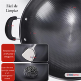 Wok Acero Inoxidable Antiadherente 42 cm Color Negro