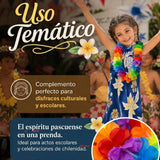 Traje Pareo Pascuense Hawaiano Azul con Collar Niña Fiestas Patrias