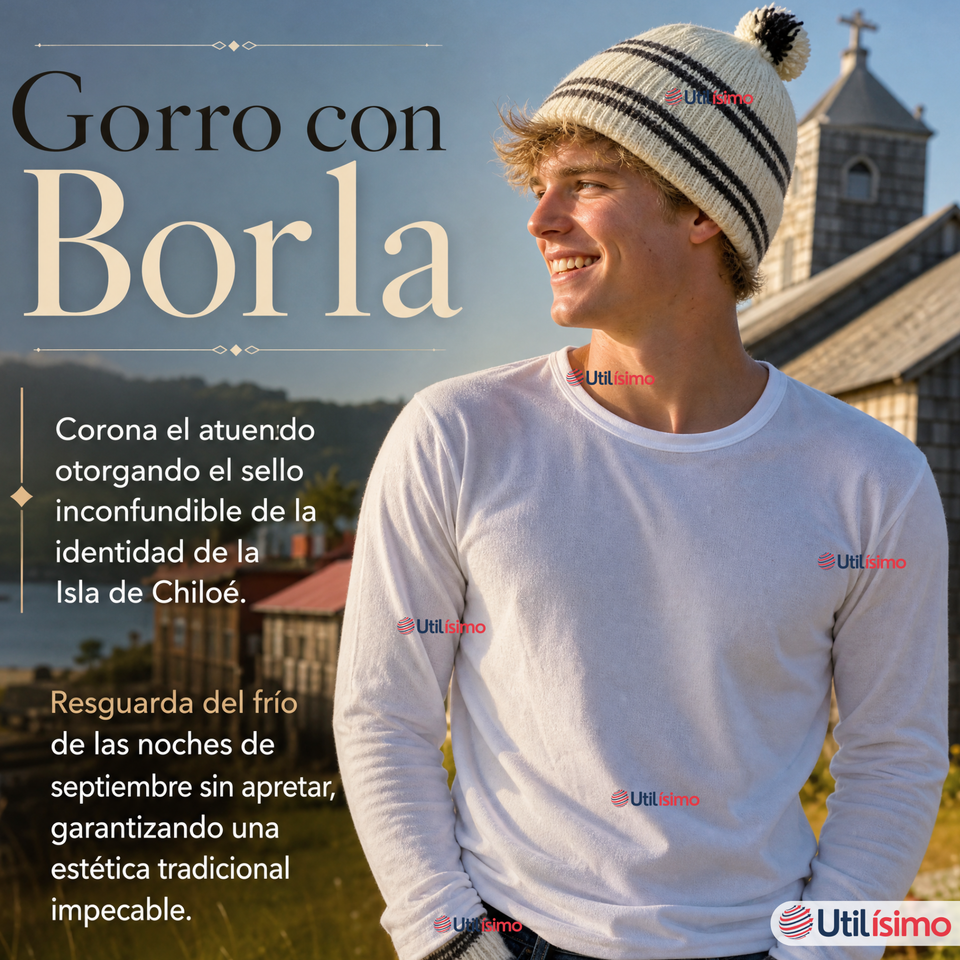 Vestimenta Chilote 3 Piezas Chaleco Gorro Polainas Hombre Fiestas Patrias
