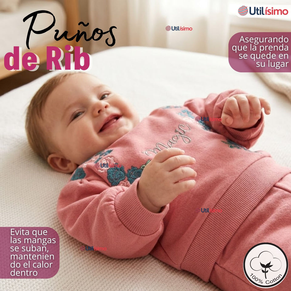 Conjunto 2 Piezas Buzo Pantalón Polerón Algodón Tedmimak Bebé Niña