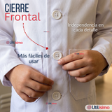 Cotona Delantal Blanca Escolar Colegio Unisex Niño Niña Manga Larga