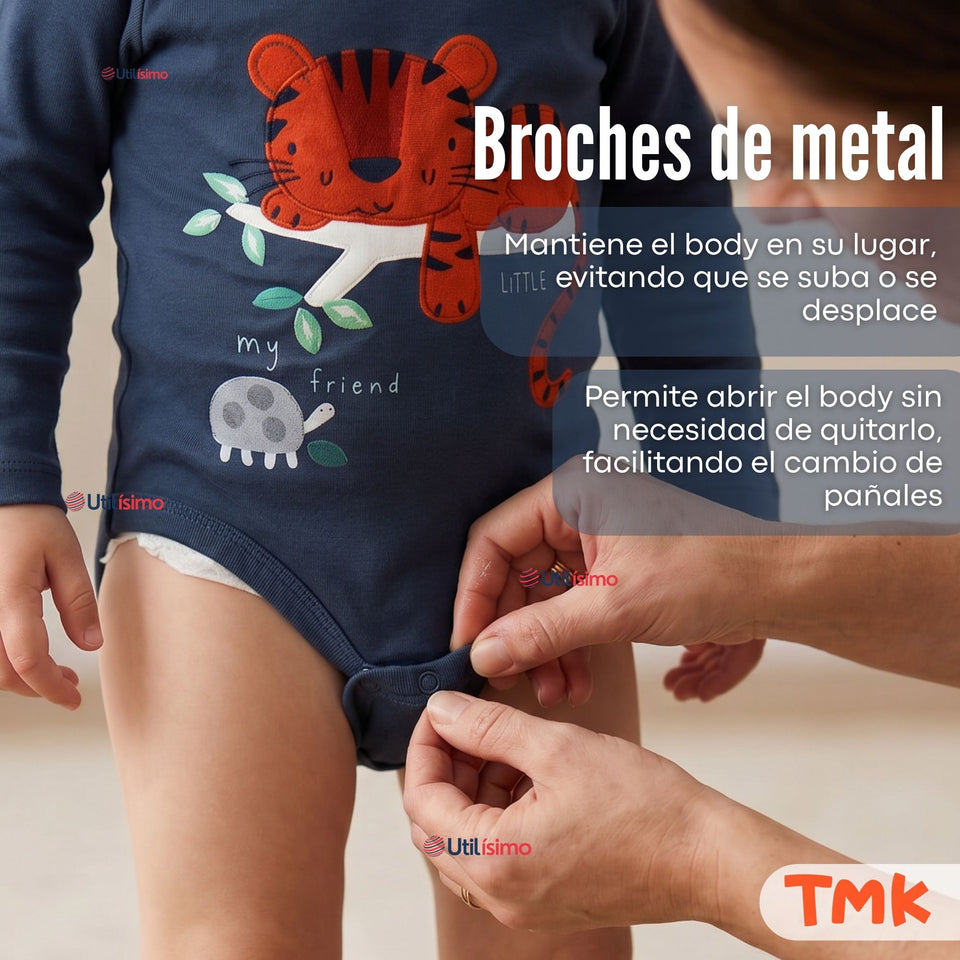 Pack 5 Bodys Manga Larga 100% Algodón Tedmimak Sweet Nature Bebé Niño