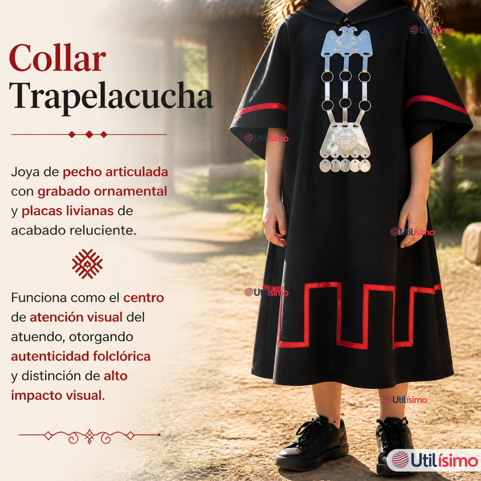 Pack 3 Trajes Típicos Vestido Mapuche Completo 5 Piezas Niña Fiestas Patrias