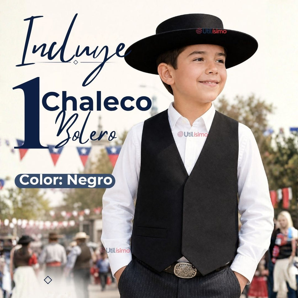 Chaleco Bolero Negro Tradicional Niño Fiestas Patrias