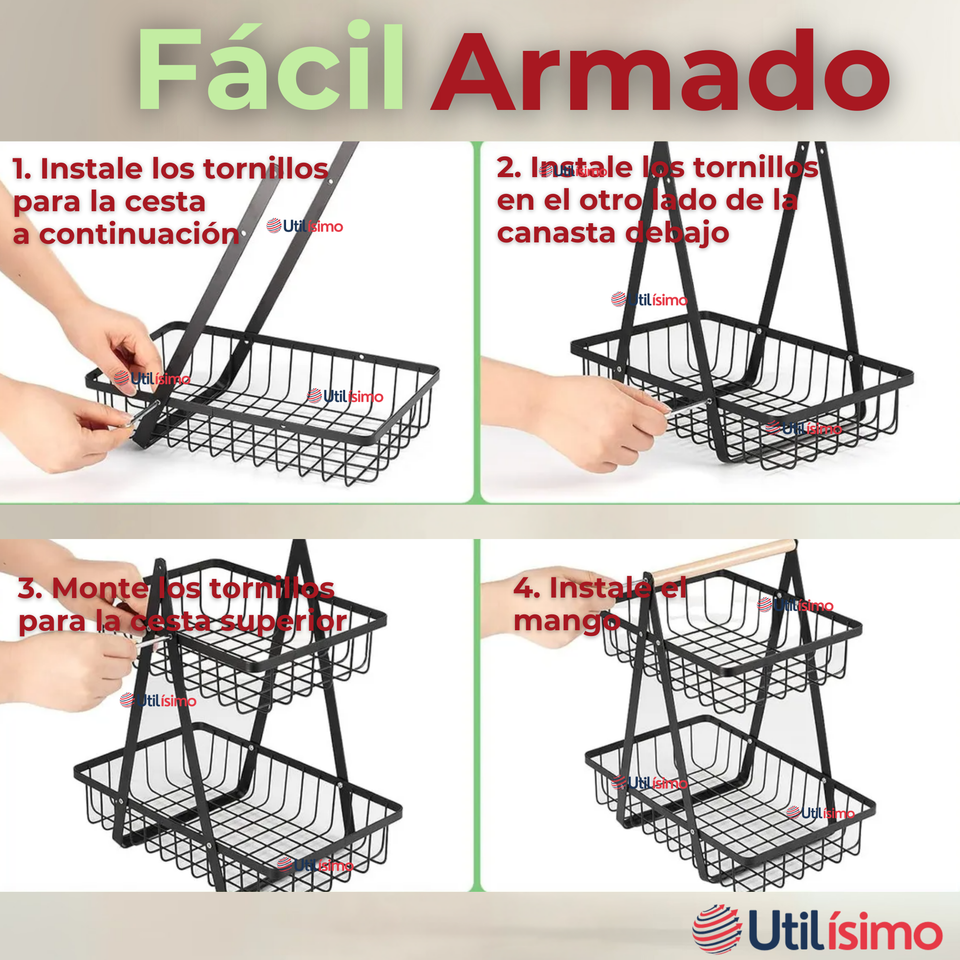 Frutero De Mesa Organizador Multiusos 2 Niveles Negro