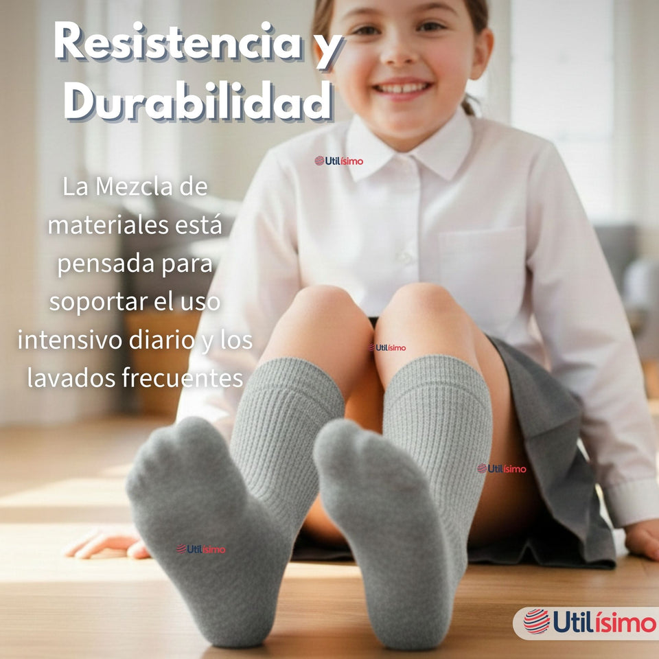 Pack 6 Calcetínes Escolares Corto Algodón Gris Niño y Niña