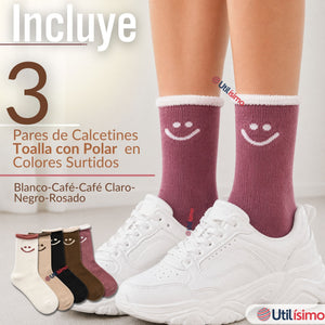 Pack 3 Pares Calcetines Toalla Mujer Polar Surtidos Gruesos
