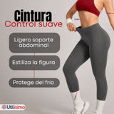 Calza Lola Polar Térmica Sin Costura Tiro Alto Elasticada Gris