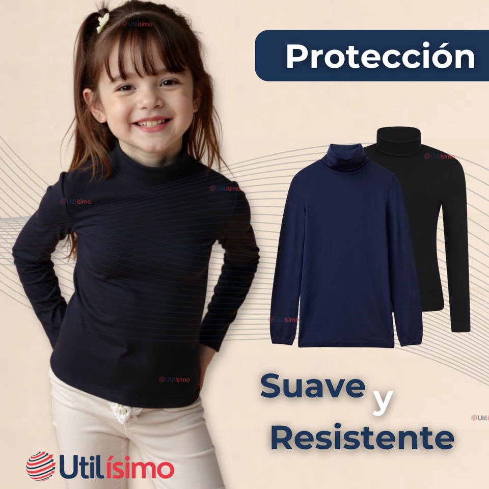 Pack 3 Primera Capa Escolar Bambú Invierno Camiseta Niña Cuello Beatle Polera