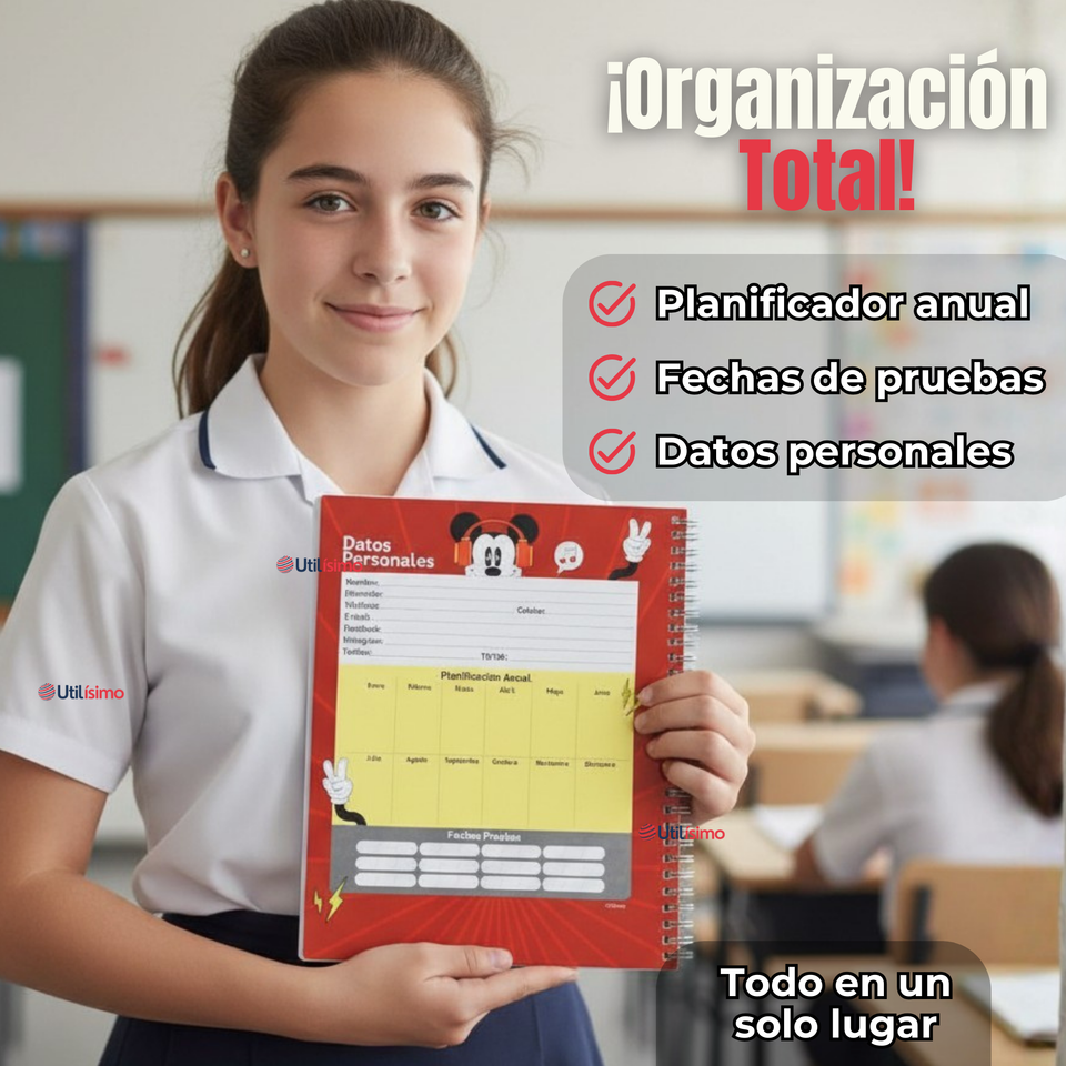 Pack 10 Cuadernos Universitarios Mickey Mouse Proarte 7mm 100 Hojas Diseños Surtidos
