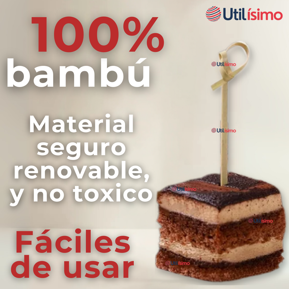 Pack 100 Piezas Brochetas De Bambú Cóctel Aperitivo 12cm