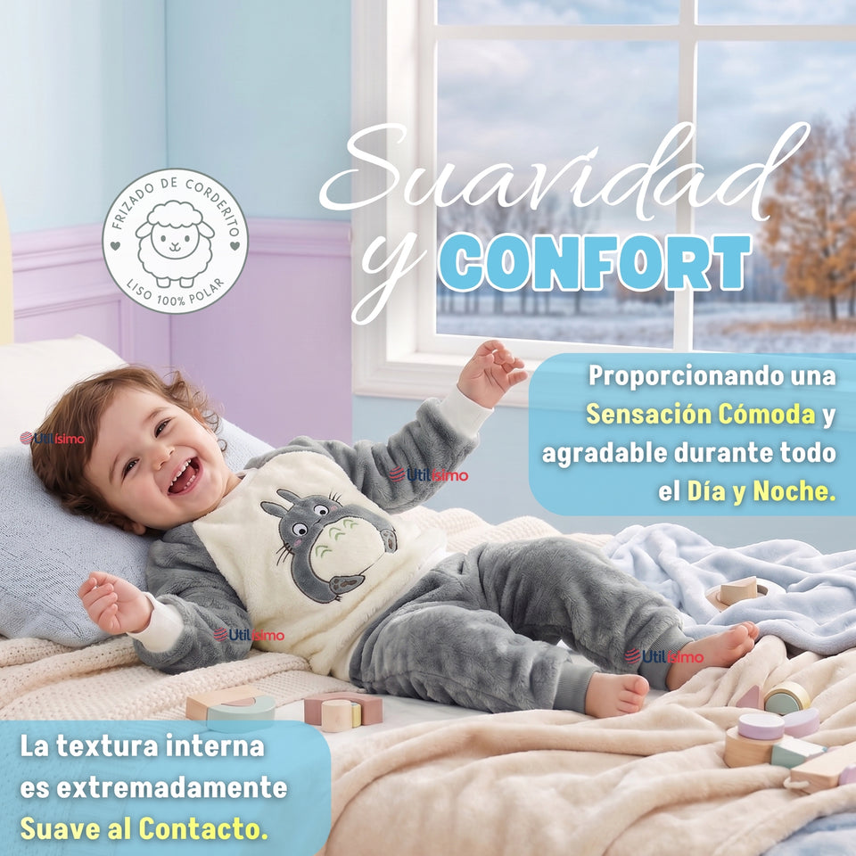 Conjunto Buzo Polerón Frizado Niños Bebes Corderito Liso 2 Piezas