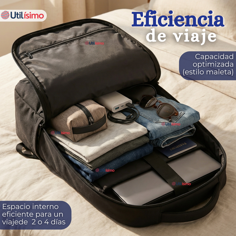 Mochila Ejecutiva Notebook Escolar Impermeable Resistente Viaje Cabina 44cm Negro 20L