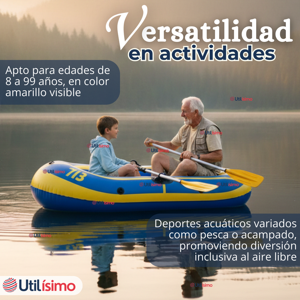 Bote Inflable Kayak + Remos + Bombín + Parches Capacidad 160kg 183x93cm