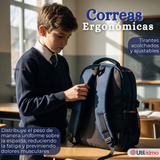 Mochila Escolar Azul Broches Impermeable Poliéster 48cm Niño