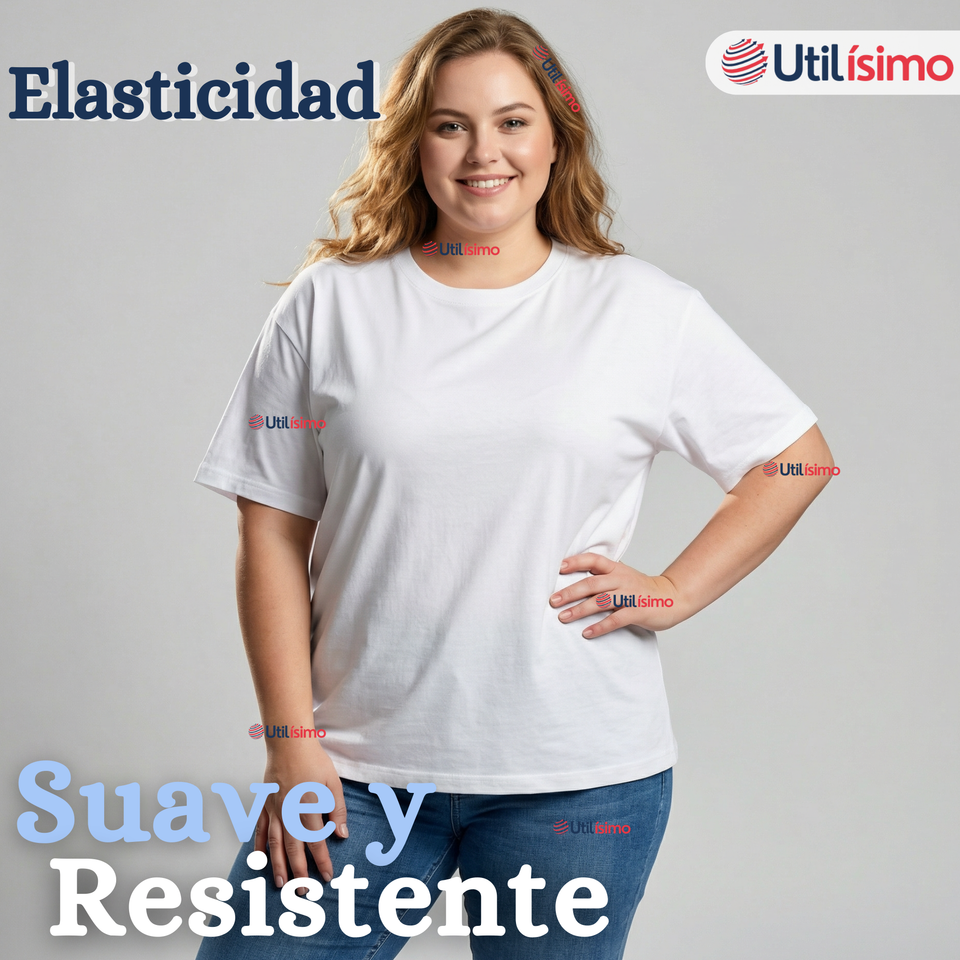 Camiseta Polera 100% Algodón Básica Lisa Elástica Mujer Blanco