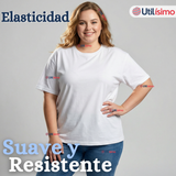 Camiseta Polera 100% Algodón Básica Lisa Elástica Mujer Blanco
